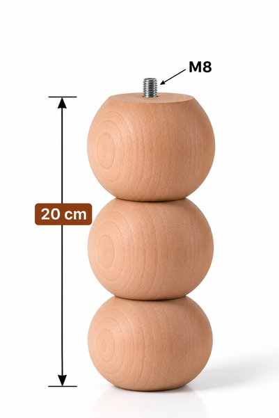 turanahşap Doğal Ahşap Koltuk Ayağı-Baza Ayağı 20 cm