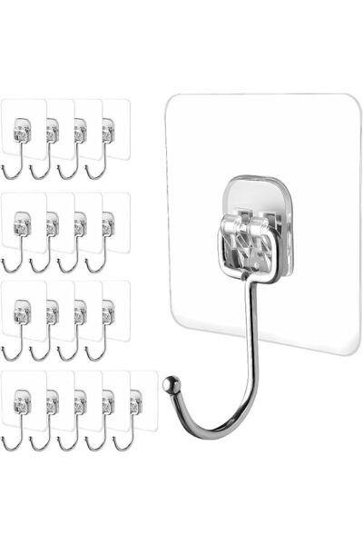Yelajoy 18 PCS Adhesive Hooks,Clear Heavy Duty Wall Hanging