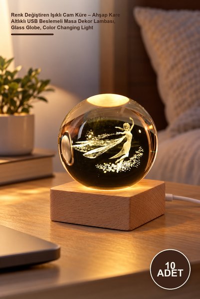 Yenilig 10 Pieces Color Changing Lighted Glass Globe – USB Powered Table Deco...