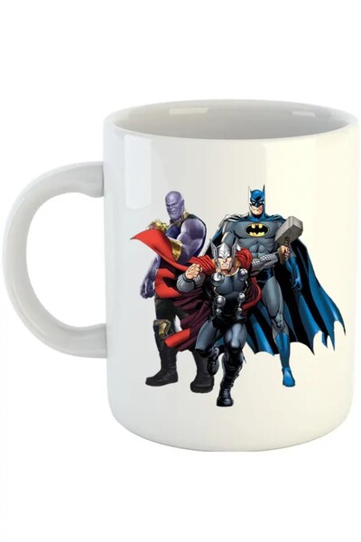 INOVATIX Cana Thor Batman Thanos Benzi Desenate Americane Acțiune, albă, 330 ml