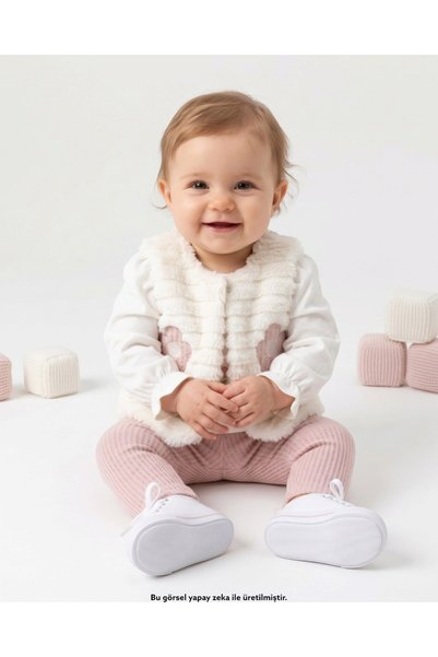 Egelite Baby Girl Set with Waffle Pants, Plush Vest and Badili for 1-2-3 Year...