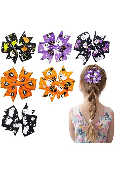 GENERAL 6 Pcs Halloween Bow Hair Clips, Cute Spider, Ghost, Bat Pattern Girl ...