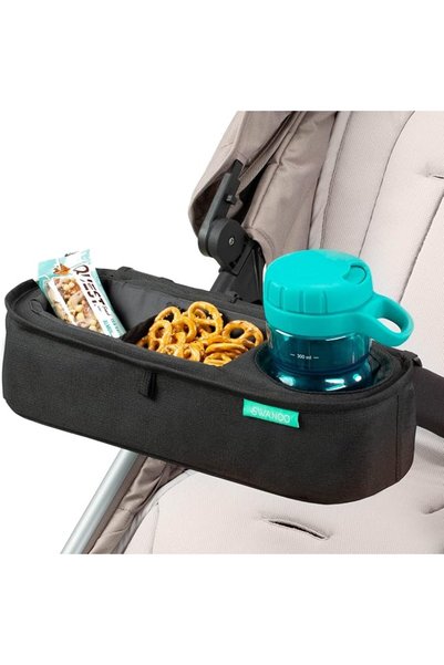 Swanoo Universal Stroller Tray with Insulated Sippy Cup Holder - Upgraded Rig...