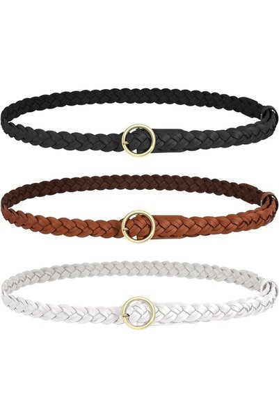 Bukela Elastic Braided Belt for Women, Skinny Stretch Waist Belt for Jeans an...