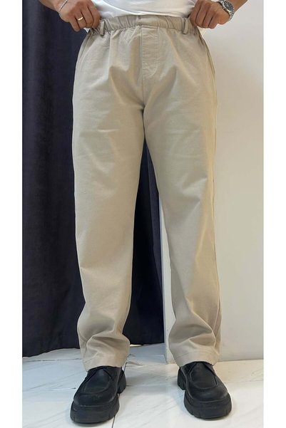 MERVENS Elastic Waist Belt Detailed Gabardine Trousers