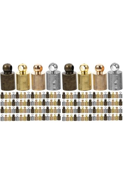 HOMSFOU 200pcs Tassel End Caps Copper Cord Ends for Jewelry Making Lightweigh...