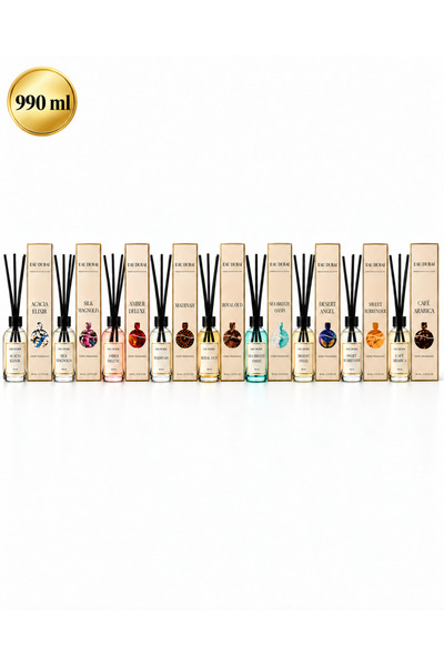 Eau Dubai Set of 9 room air fresheners with sticks, Acacia Elixir + Silk Magn...