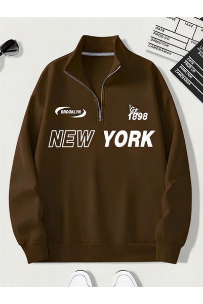 Vordevia Unisex ženska - muška majica sa New York printom, polupatentnim zatv...