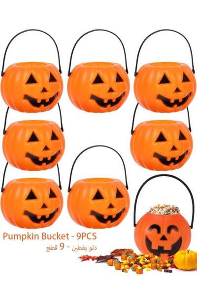 Generic Pumpkin Candy Buckets 9-PCS Plastic Pumpkin Buckets Pumpkin Candy Bag...