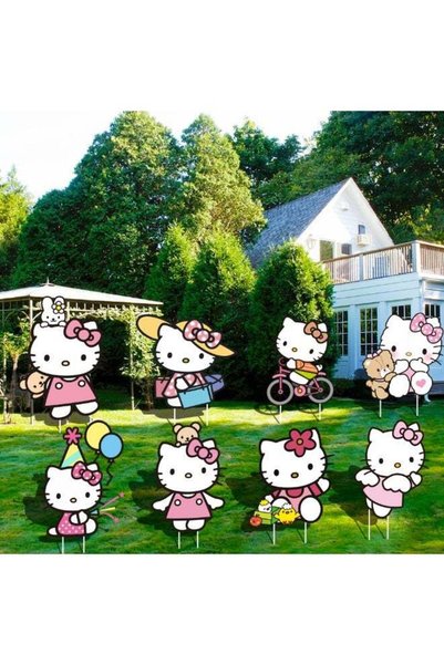 Generic 8pcs Hello Kitty Garden Stake - Cute Outdoor Decor for Yard, Garden, ...