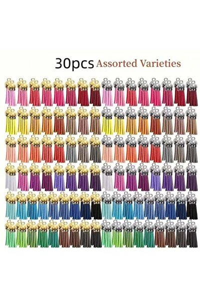 Generic 30pcs 38mm Solid Color Keychain Tassels – Multicolor Craft Tassels fo...