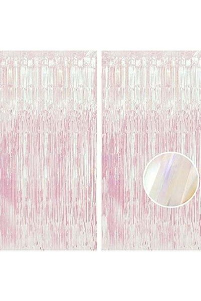 Generic 2 Pack Iridescent Foil Fringe Backdrops - 3.28 x 6.56 ft Holographic ...