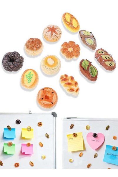 Generic 12 Pcs Bread Fridge Magnets, Mini Cute Bread 3D Resin Strong Magnetic...