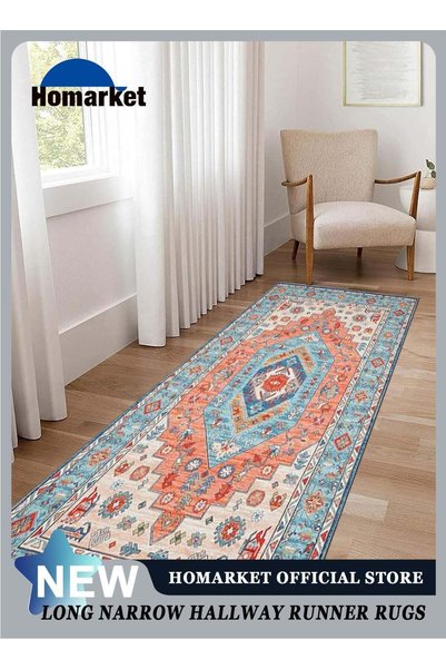 Generic Boho Washable Runner Rug, 60X160CM Rug Runner Non-Slip Vintage Rust H...