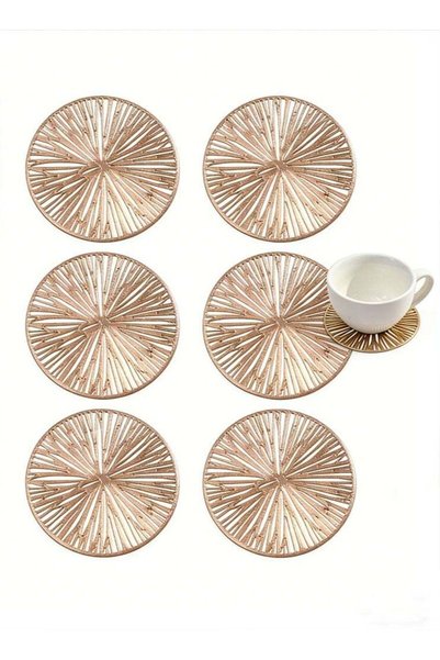 Generic Gold Coasters Set of 6, Round Non-Slip Drink Gold Coasters for Indoor...