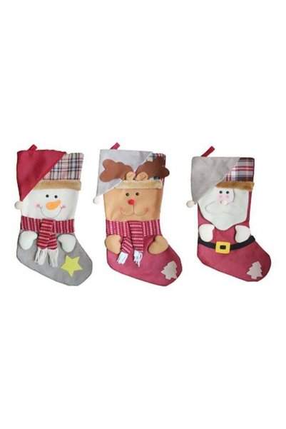 Generic 3-Piece Hanging Stocking Ornament Set Multicolour 22.5x46x26.5cm