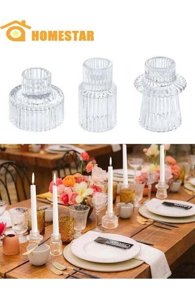 Generic Glass Candle Holder 3Pcs for Pillar Candles, Tealight Candles Holders...