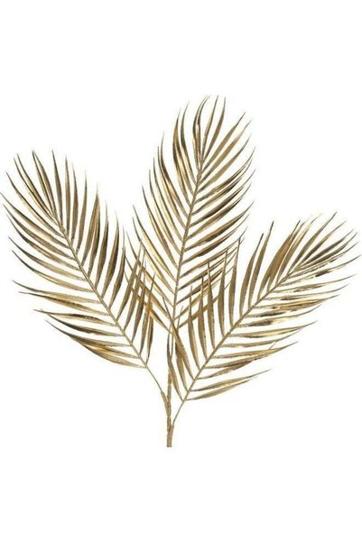 Generic 3 Heads Artificial Palm Plant Leaf, Metallic Gold Artificial Palm Lea...