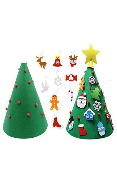 Generic 3D DIY Felt Christmas Tree with Hanging Ornaments Kids Xmas Gifts Chr...