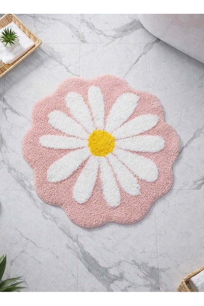 Generic Cute bathroom mat, pink flower carpet, absorbent anti slip mat, soft ...