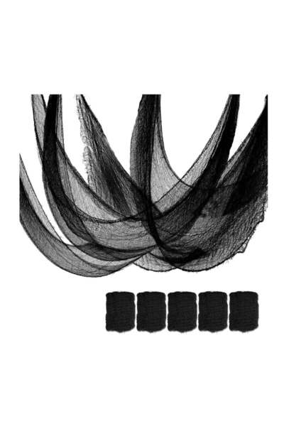 Generic 5 Pack Halloween Creepy Gauze Cloth Decoration, 2.15*5m Black Scary C...