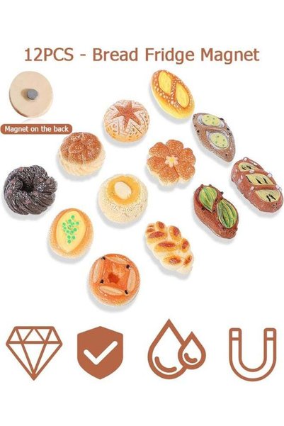 Generic 12PCS Bread Refrigerator Magnets - Mini Bread-Themed Fridge Magnets -...