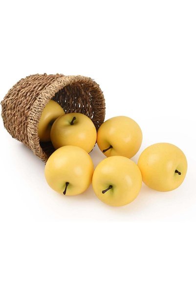 Generic LATIFA Artificial Apples, 6 Pcs Bright Yellow Simulation Apples Fake ...