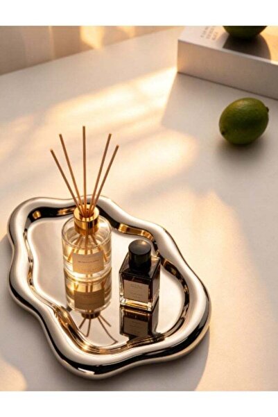 Generic Silver electroplated ceramic jewelry tray, jewelry plate, ladies' dec...