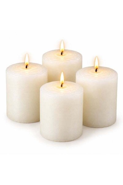 Generic Set of 4 White Pillar Candles Set, Unscented Decorative Candles for H...