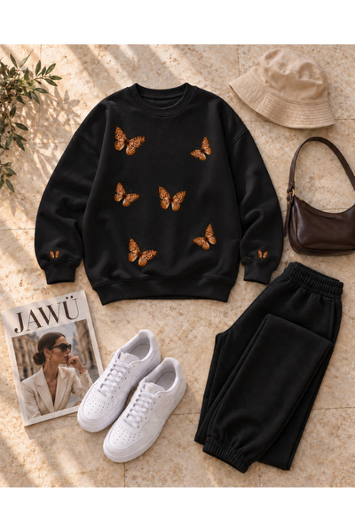 JAWÜ FASHION Σετ Premium με Λεπτομέρεια Πεταλούδας, Βαμβακερό Oversize Φόρμα ...