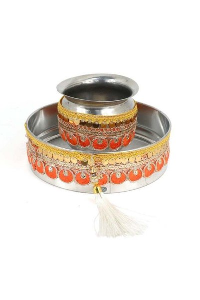Generic Madhoor Orange Decorative Karwa & Chalni Pooja Set for Karwa Chauth P...