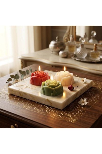 Generic 100% Handmade Candles | Pack Of 3-Flower-Shaped Candles Crafted For S...