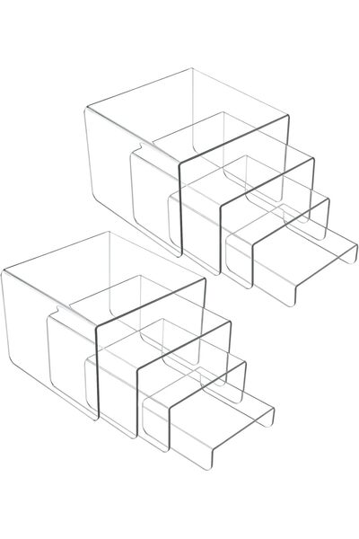 Generic ARS® 8PCS Acrylic Display Risers - Premium Clear Stands for Organizin...