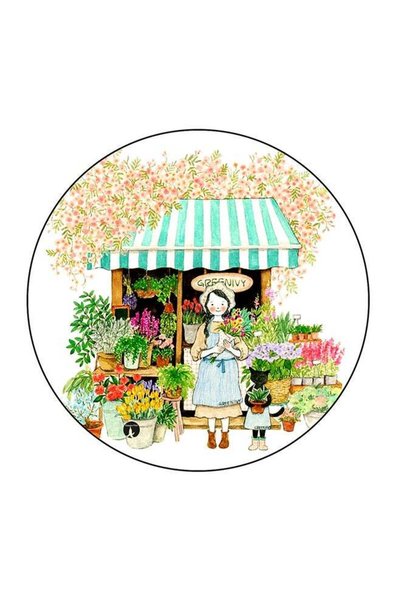 Generic Girls Flower Shop Printed Fridge Magnet Multicolour 5.5 x 5.5cm
