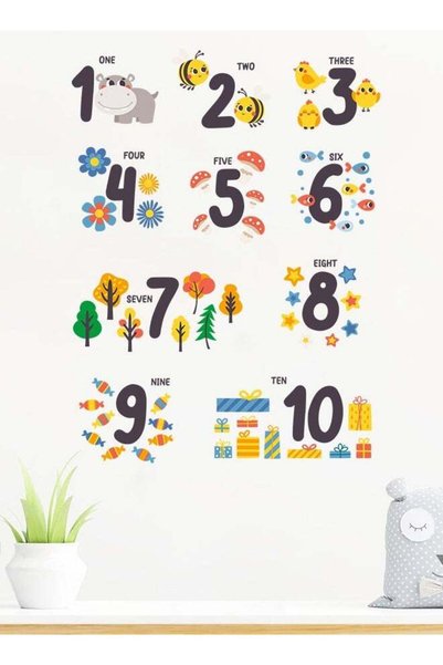 Generic Cartoon Number Beautification Decoration Wall Sticker Set, Educationa...