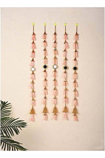 Generic Madhoor Tassel Mirror Decorative Latkan Door Hanging Peach for Diwali...