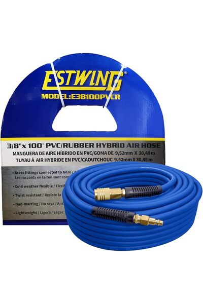 estwing خرطوم هواء هجين من بلاستيك PVC والمطاط 0.63 سم × 15.24 م مع تركيبات ن...