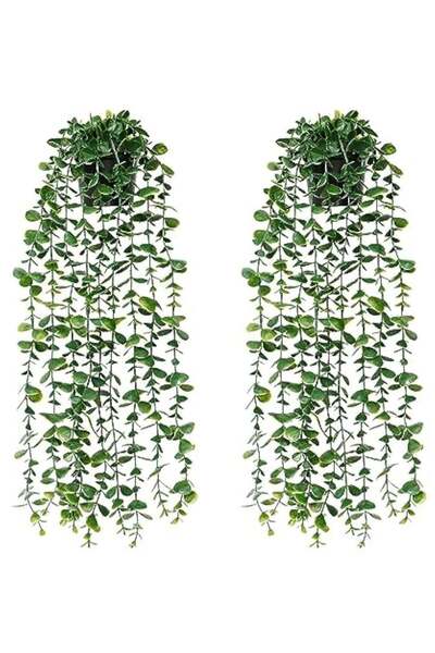 Generic 2 Pcs Artificial Eucalyptus Vine Hanging Plants,Fake Potted Plants Dr...