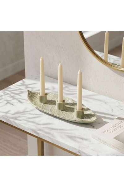 Generic Rora Ceramic Deorative Candle Holder 29.3x10.6x3.8cm - Green - 112AIC...
