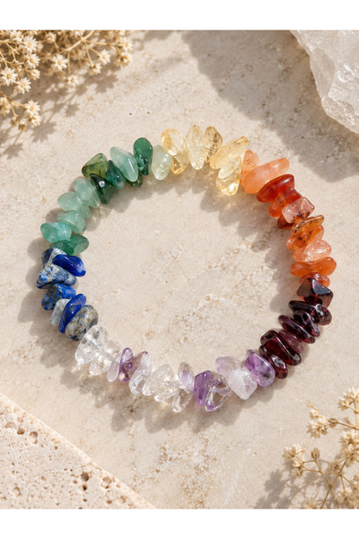 VİALUNA Brățară Chakras din Pietre Naturale Chip – 7 Chakre, Echilibru și Ene...