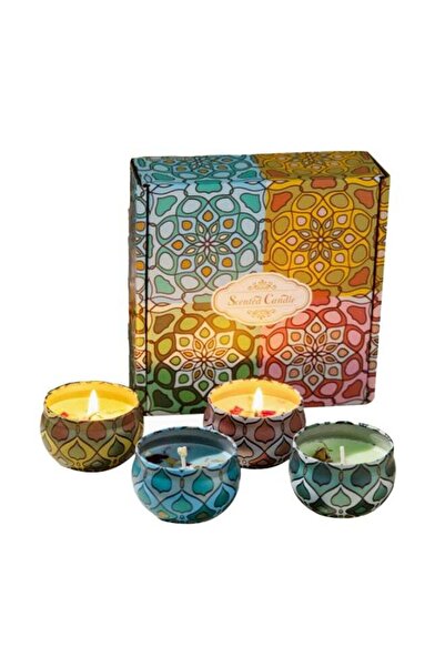 Generic 4-Piece Dried Flower Tin Scented Candle Set - 80g Each (Total 350g) w...