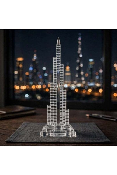 Generic Crystal Glass Dubai Skyscrapers Burj Khalifa Decoration with color ch...
