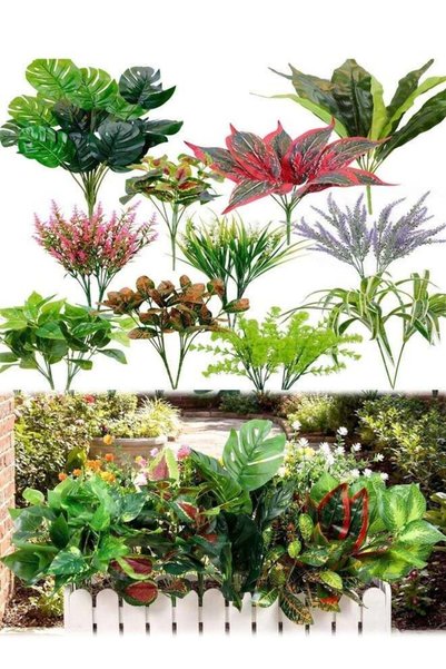 Generic 18 Pcs Artificial Plants Outdoor, Fake Boxwood Plants UV Resistant Ar...