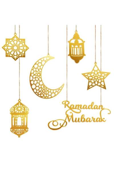 Generic 6pcs Ramadan Hanging Ornaments, Acrylic Ramadan Kareem Decoration,Moo...