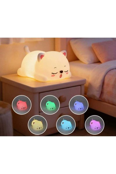 Generic Cute Night Light for Kids Cat Night-Light Baby Girl Squishy NightLigh...