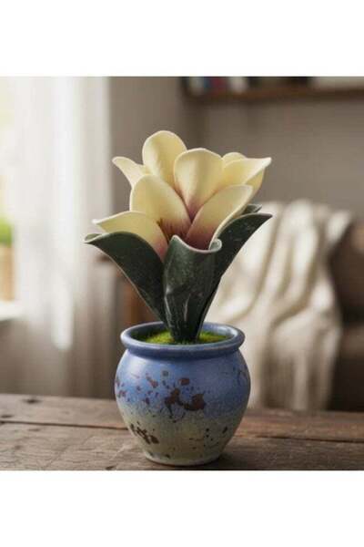 Generic Next Rose Artificial Yellow Flower with Pot - Polystyrene Foam Materi...