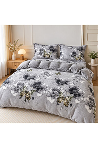 East Comfort Lenjerie Cocolino 4 piese Fluture Argintiu, flori gri, elastic p...