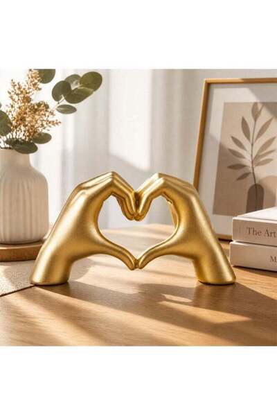 Generic Small Gold Heart Hands Resin Sculpture, Modern Home Decor for Bedroom...