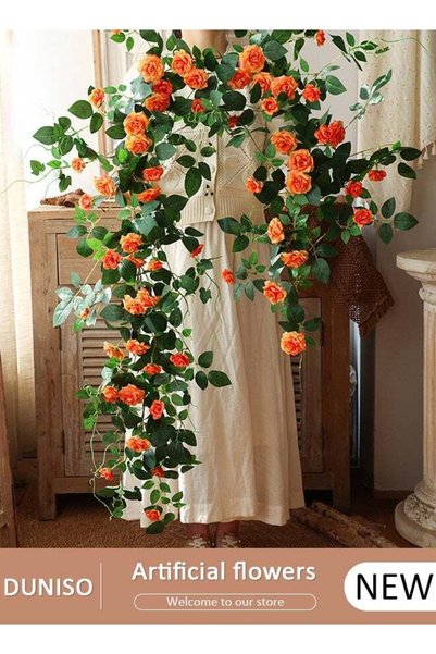 Generic 68 inch Flower Garland Fake Rose Vine Artificial Flower Hanging Rose ...