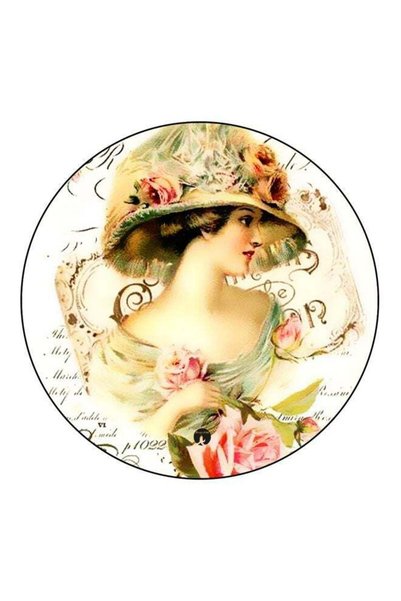 Generic Girl Printed Fridge Magnet Beige/White/Green 5.5cm